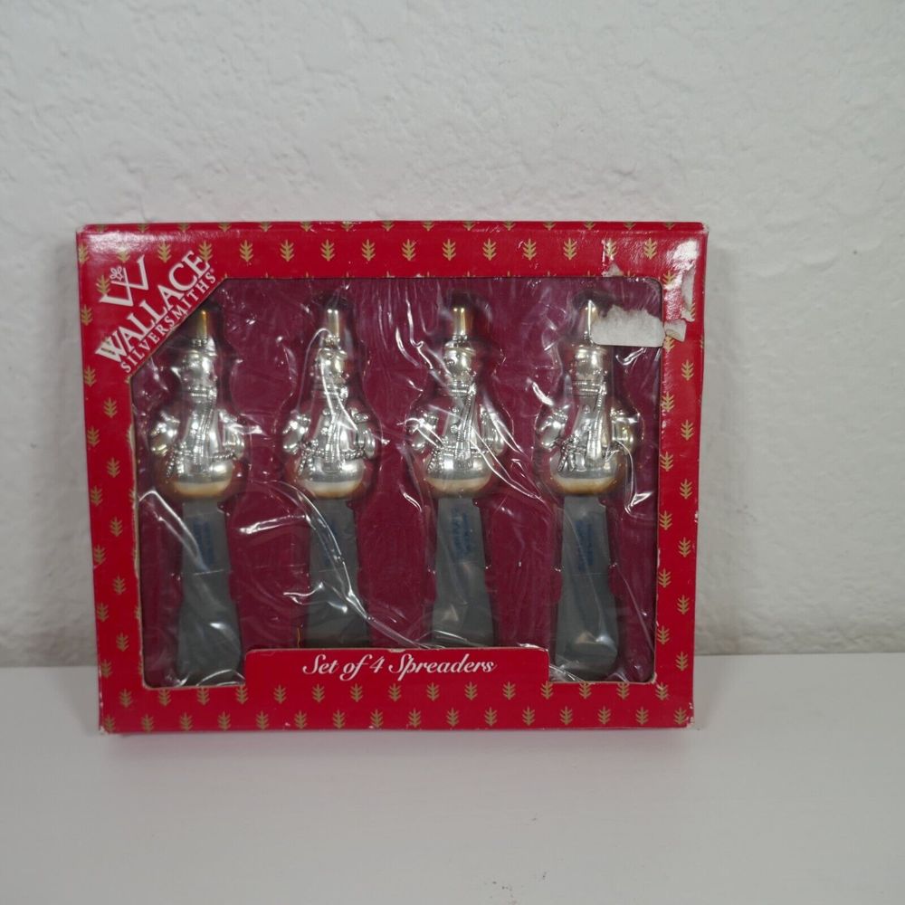 Wallace Silversmiths Silver Plated Christmas Spreader Set  Snowman NIB 1999